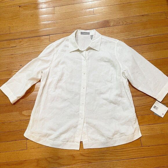 Liz Claiborne Tops - Liz Claiborne Womens Classic Linen Blouse Plus Size 1X Button Up NEW WITH TAGS